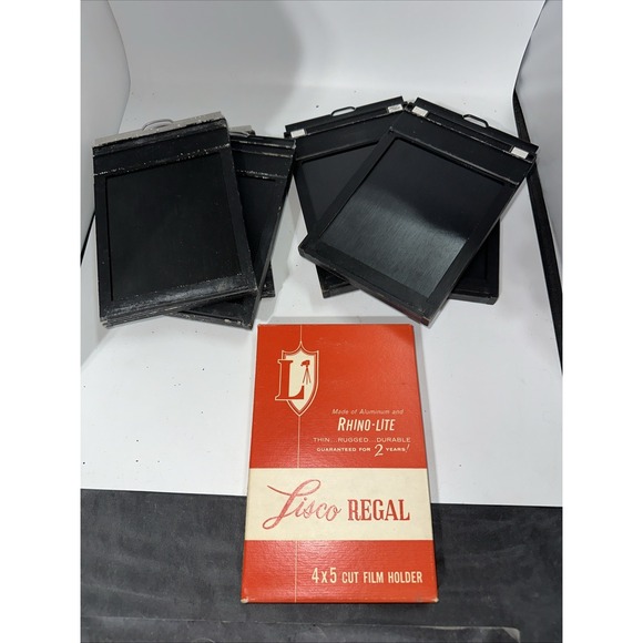 Vintage‎ LISCO REGAL 4x5 Sheet Cut Film Holder & 6 Loose 4x5 Film Holders (F2)